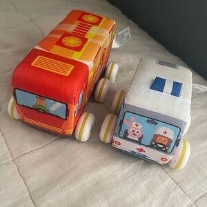 LOT: Tippi | Soft Play Cloth Car Set -  Set of 2 Baby Cars. Ambulance